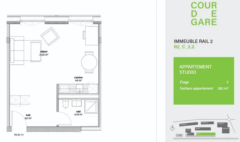 Apartment 1 rooms in Cour de Gare — 5
